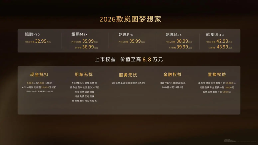 一车解决混动三大痛点 2026款岚图梦想家32.99万起上市